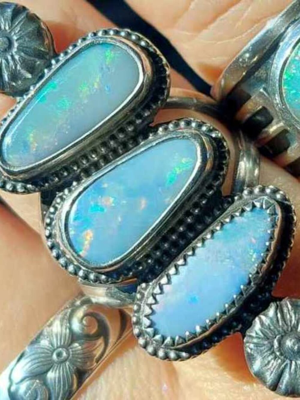 Large Custom Oregonic Jewels Design 3 Mintabie Australian Opal Totem Silver Ring